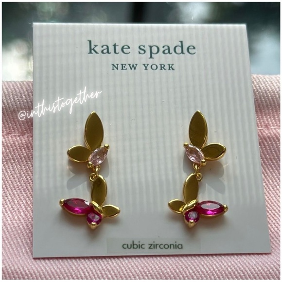 RESERVED! $68 NWT Kate Spade Social Butterfly Drop Earrings - Picture 2 of 6